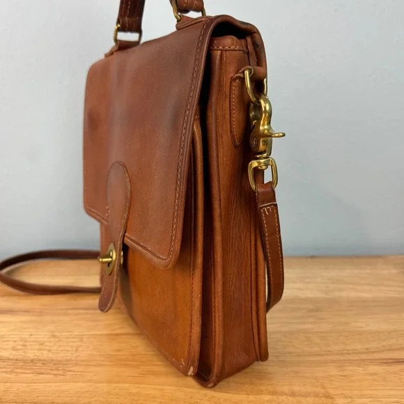 VTG Coach 9140 Station Bag British Tan Leather Crossbody Handle Strap USA Made - Picture 4 of 8